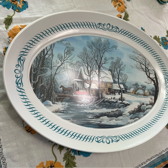 Lovely Vintage Brookpark Melamine / Melmac Currier & Ives Serving Platter, '60's - Picture 2 of 7
